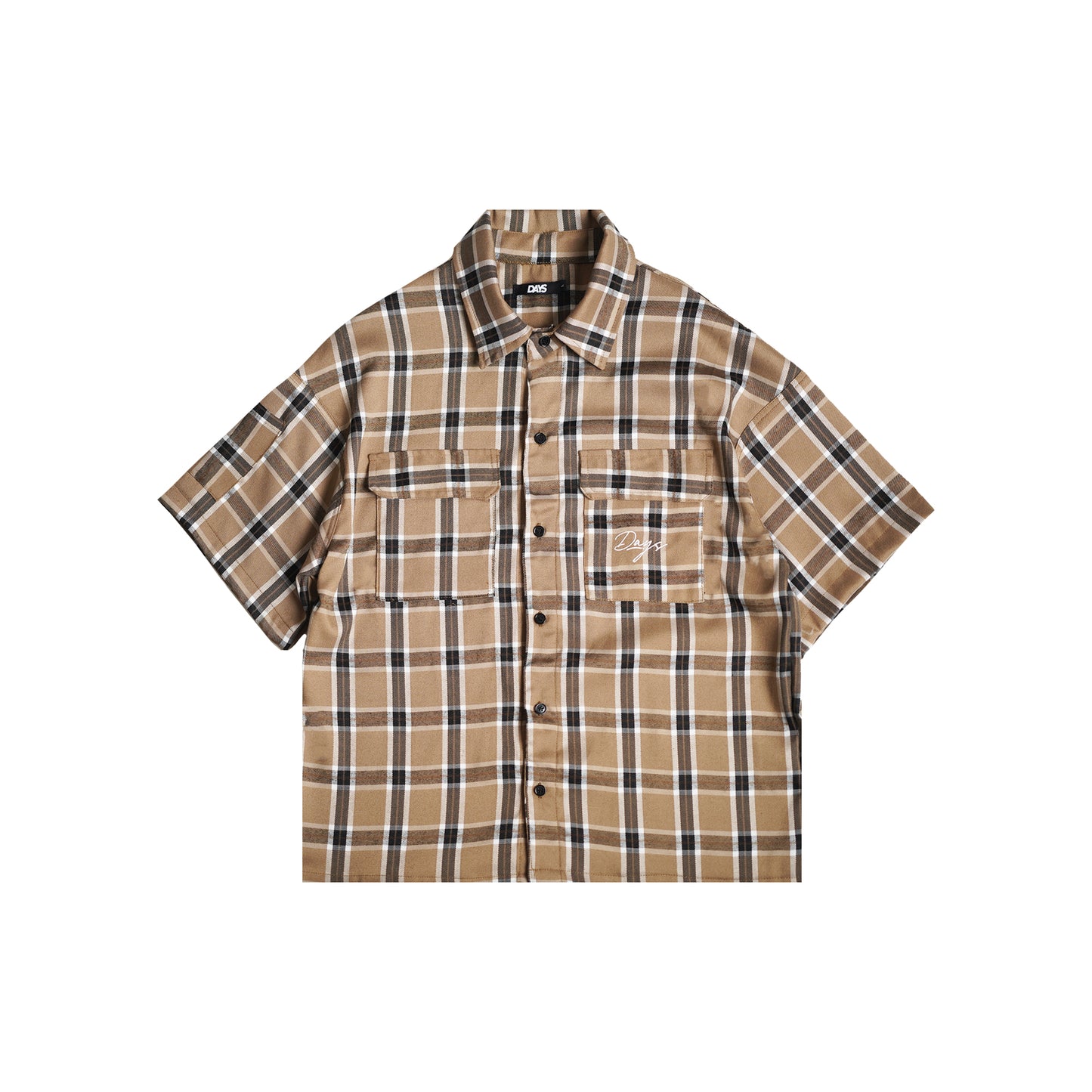 CAMEL PLAID OVERSIZED SHIRT