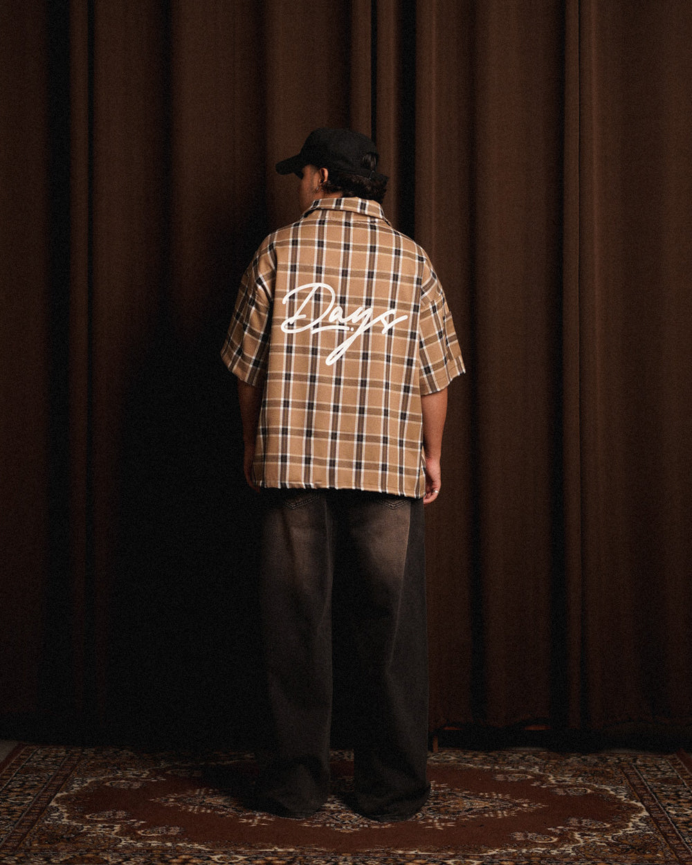 CAMEL PLAID OVERSIZED SHIRT