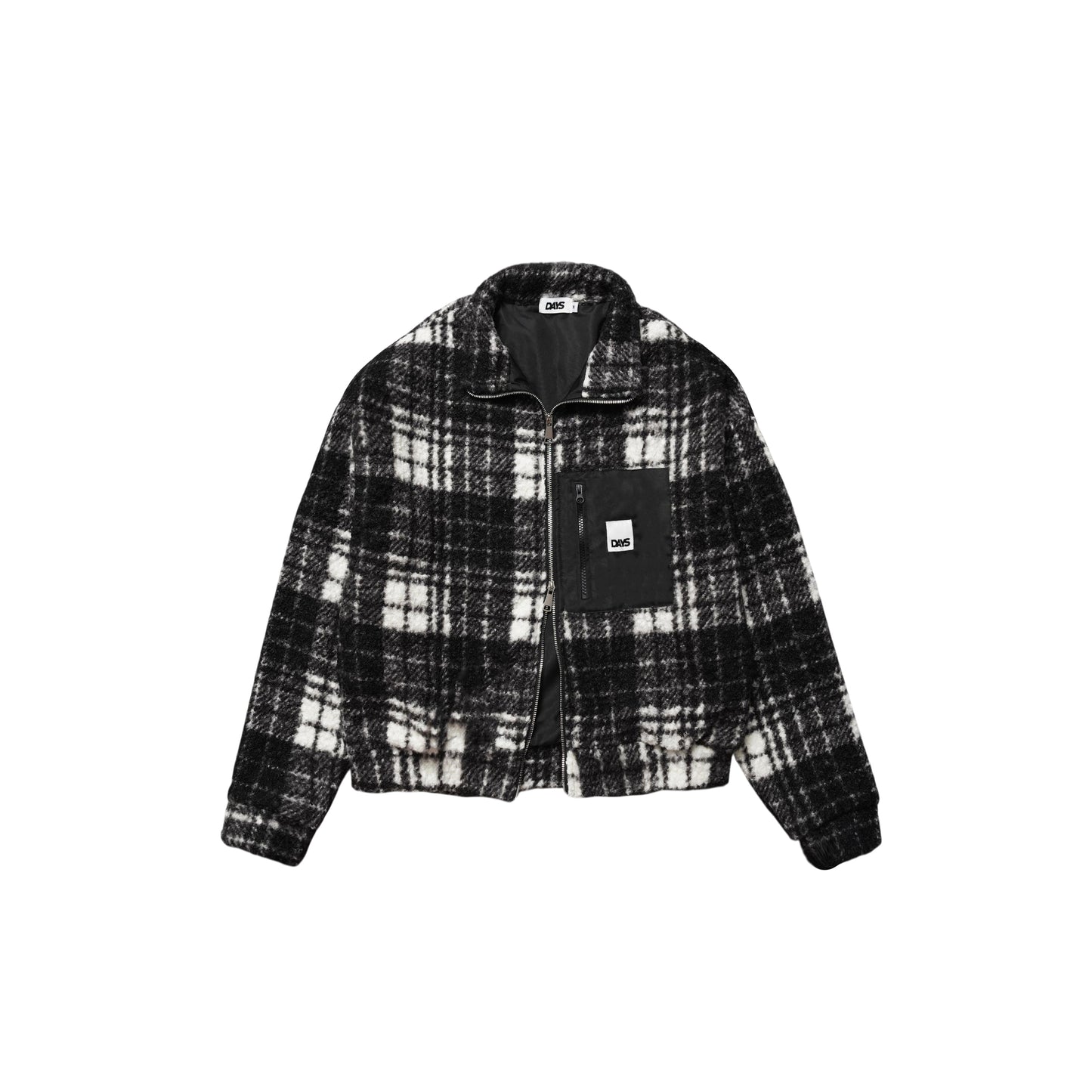 TEDDY FLEECE PLAID BOXY LOOSE FIT JACKET