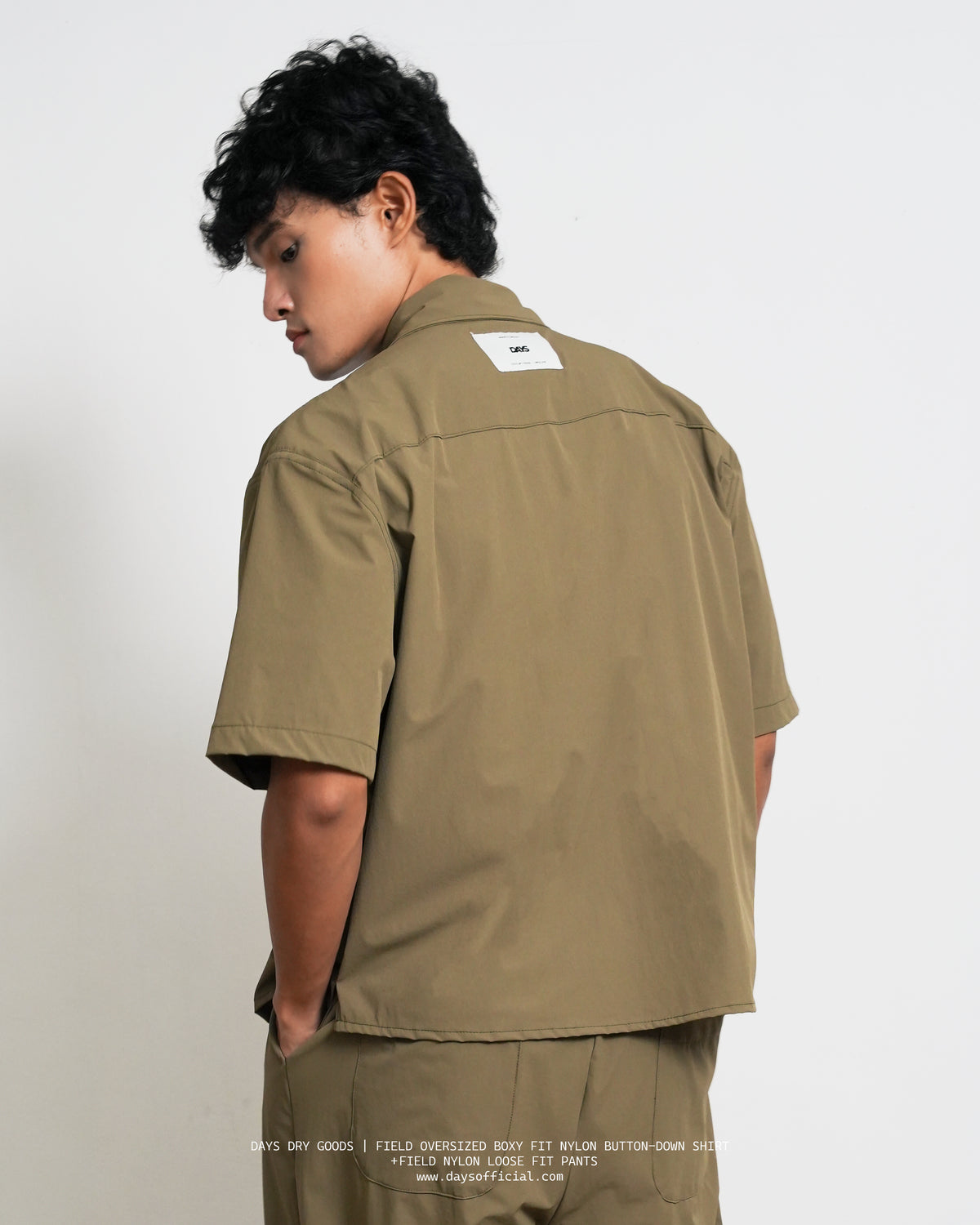 DAYS® FIELD NYLON LOOSE BOXY-FIT BUTTON-DOWN SHIRT