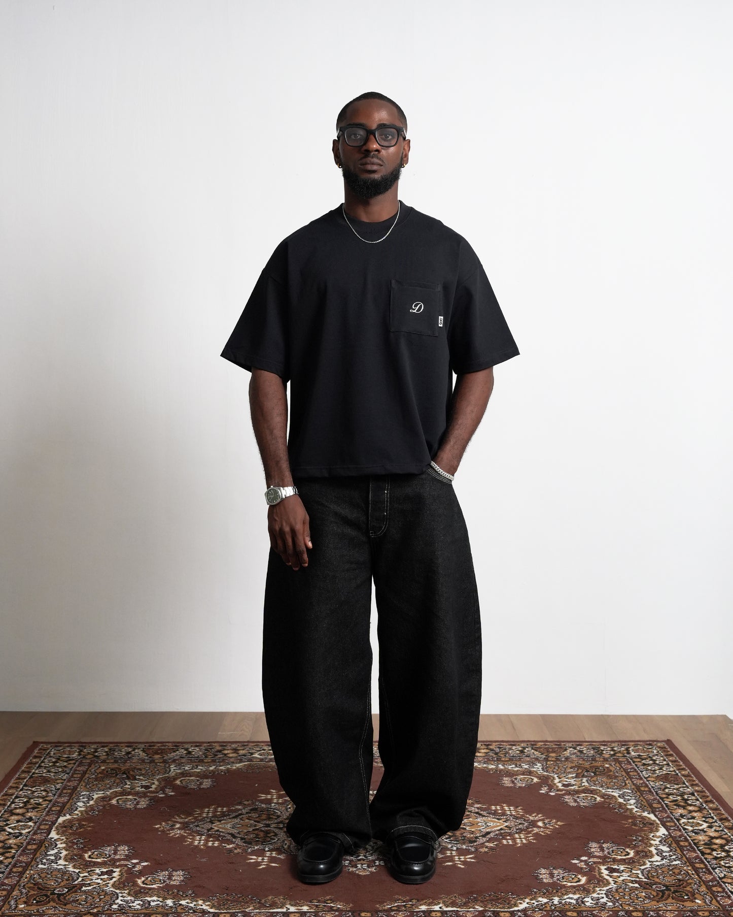 BLACK PARADISE — HERITAGE-300 OVERSIZED CROPPED FIT POCKET T-SHIRT
