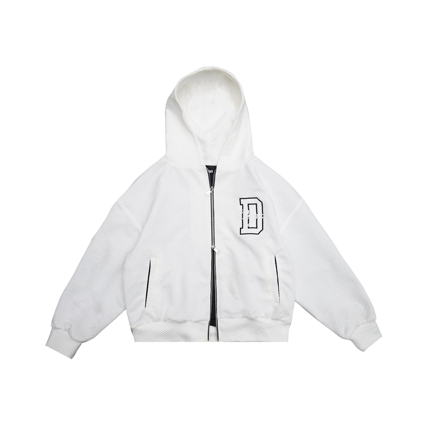 INITIAL JACQUARD DOUBLE-ZIP HOODIE