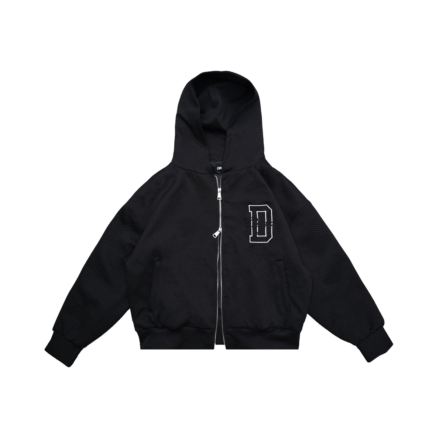 INITIAL JACQUARD DOUBLE-ZIP HOODIE