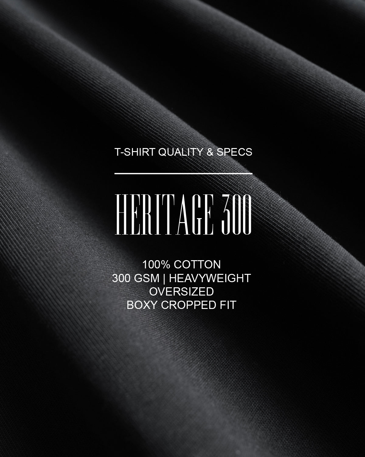 DRY GOODS BLACK — HERITAGE-300 OVERSIZED CROPPED FIT T-SHIRT