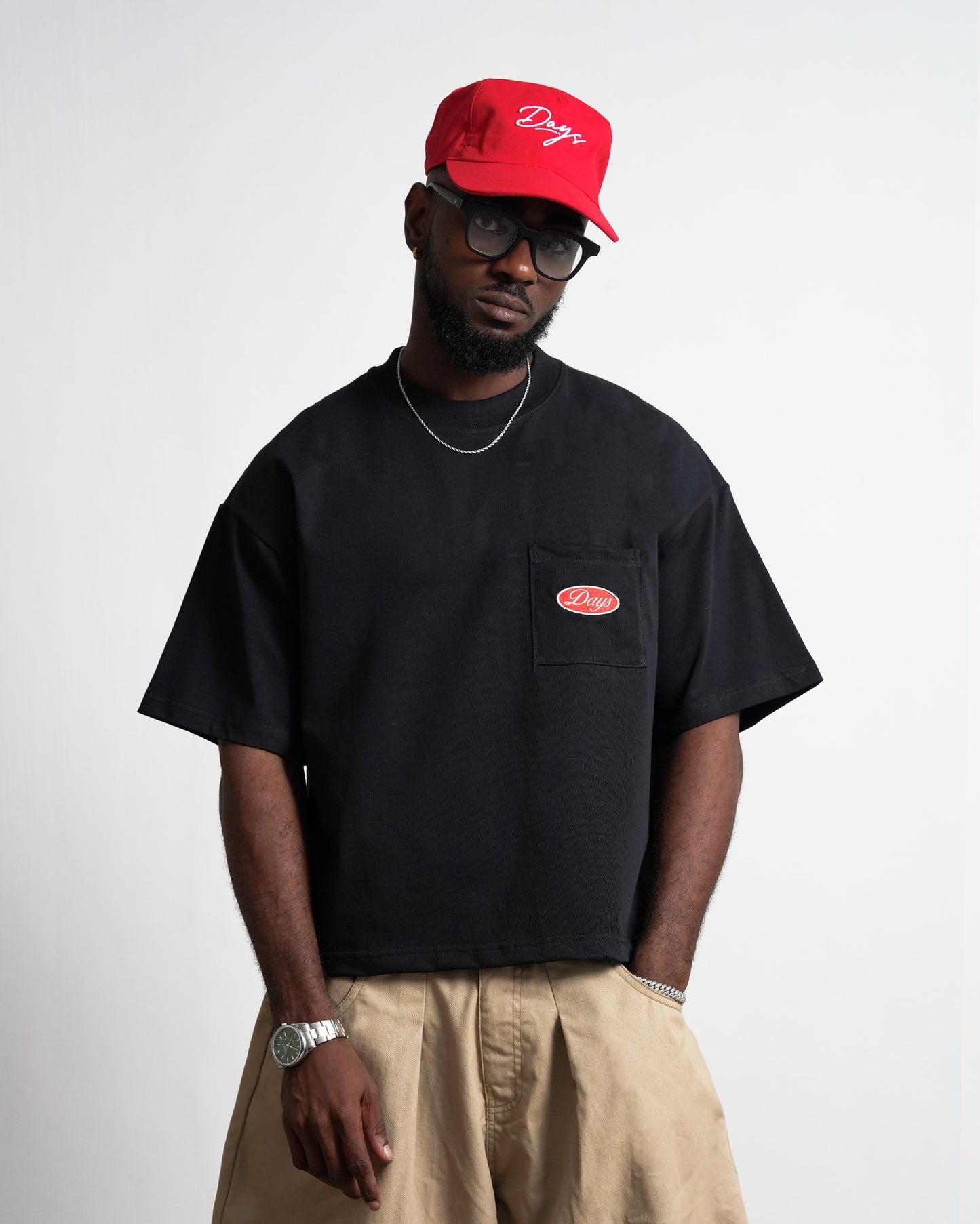 FAMILY OPERATION BLACK — HERITAGE-300 OVERSIZED CROPPED FIT POCKET T-SHIRT