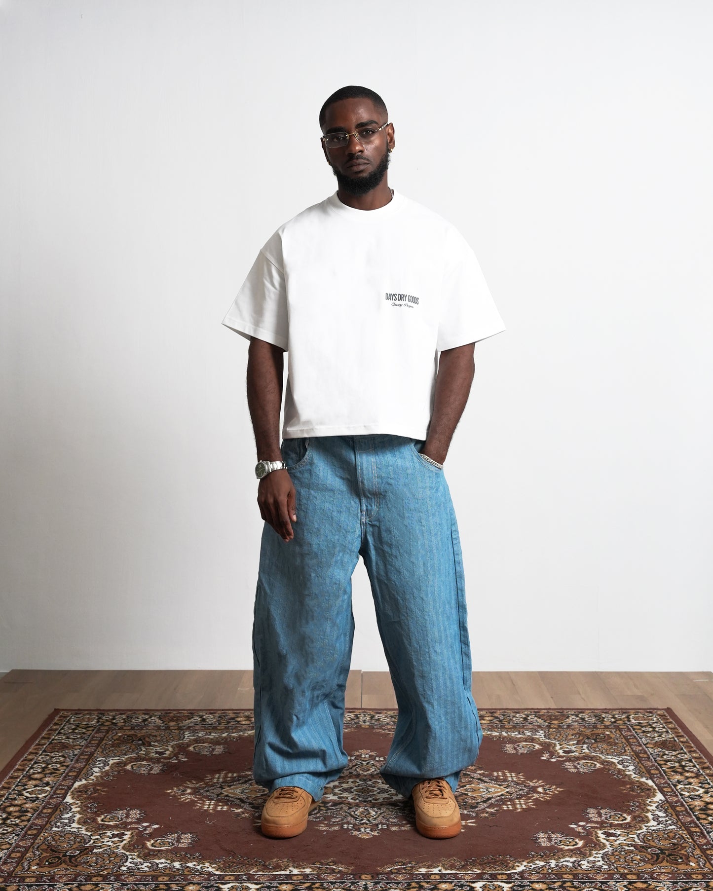 DRY GOODS WHITE — HERITAGE-300 OVERSIZED CROPPED FIT T-SHIRT