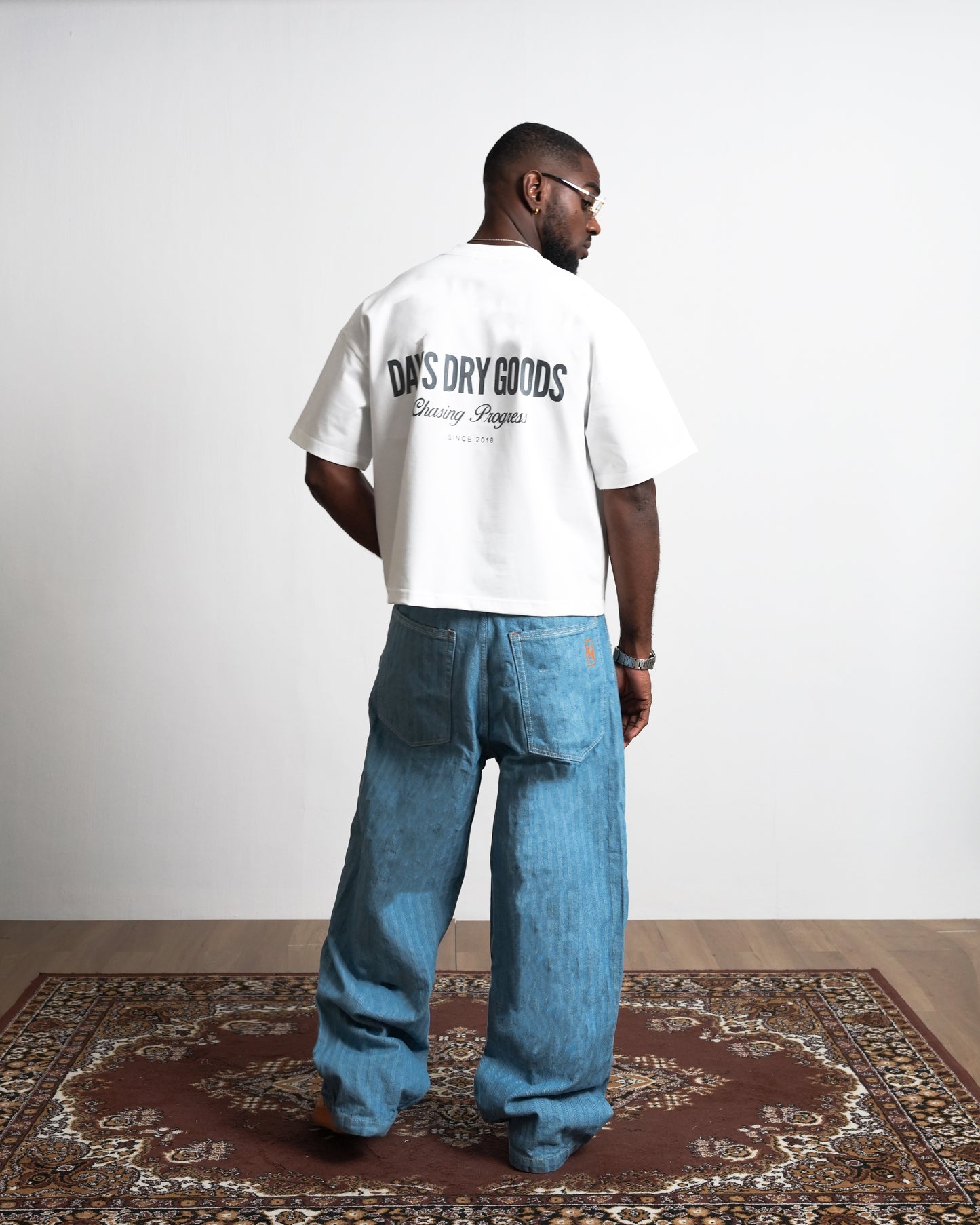 DRY GOODS WHITE — HERITAGE-300 OVERSIZED CROPPED FIT T-SHIRT