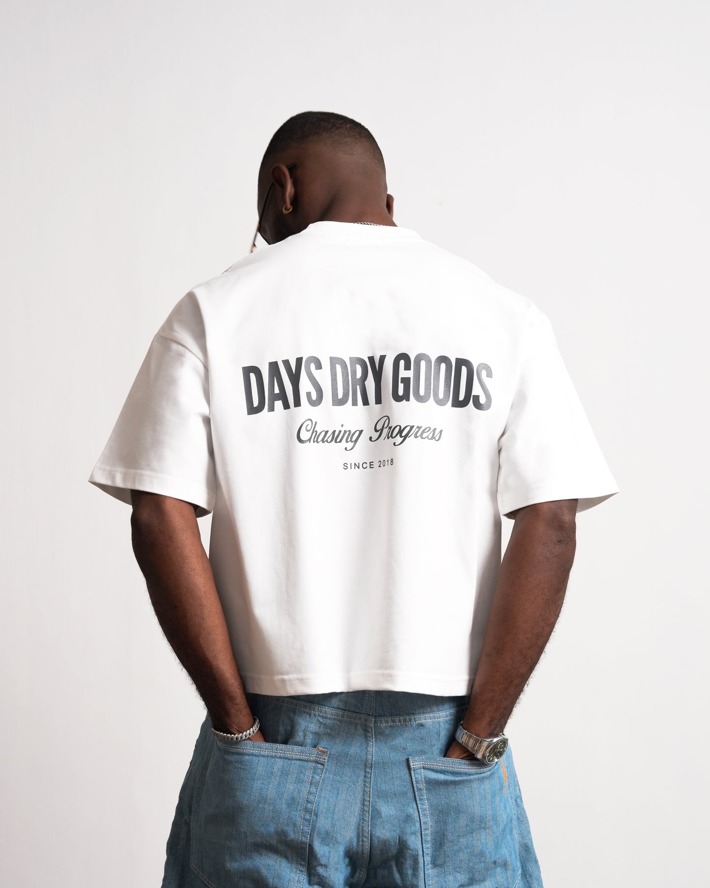 DRY GOODS WHITE — HERITAGE-300 OVERSIZED CROPPED FIT T-SHIRT