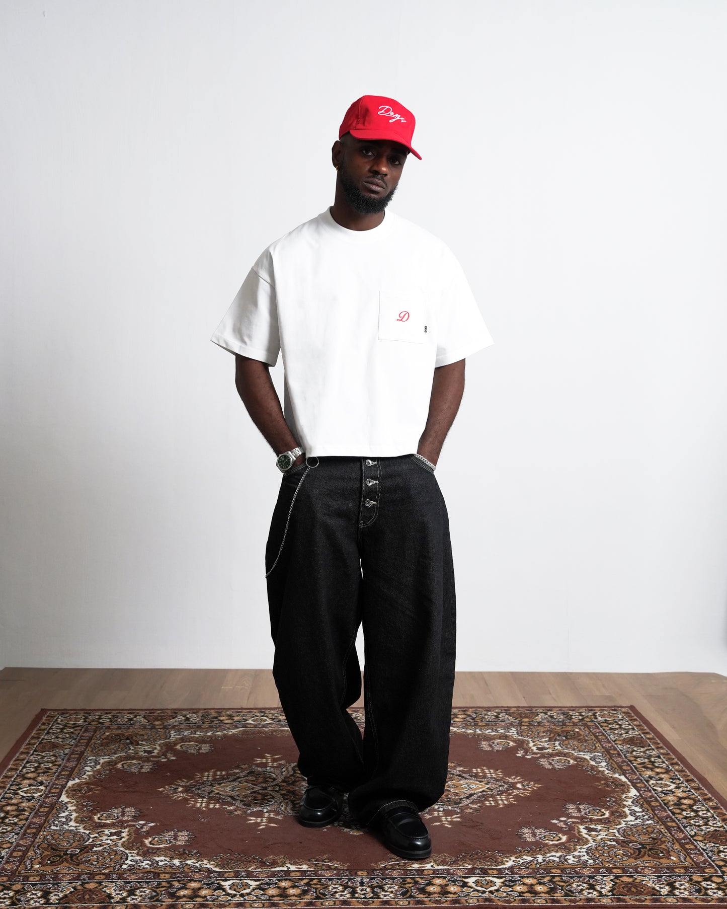 RED PARADISE — HERITAGE-300 OVERSIZED CROPPED FIT POCKET T-SHIRT
