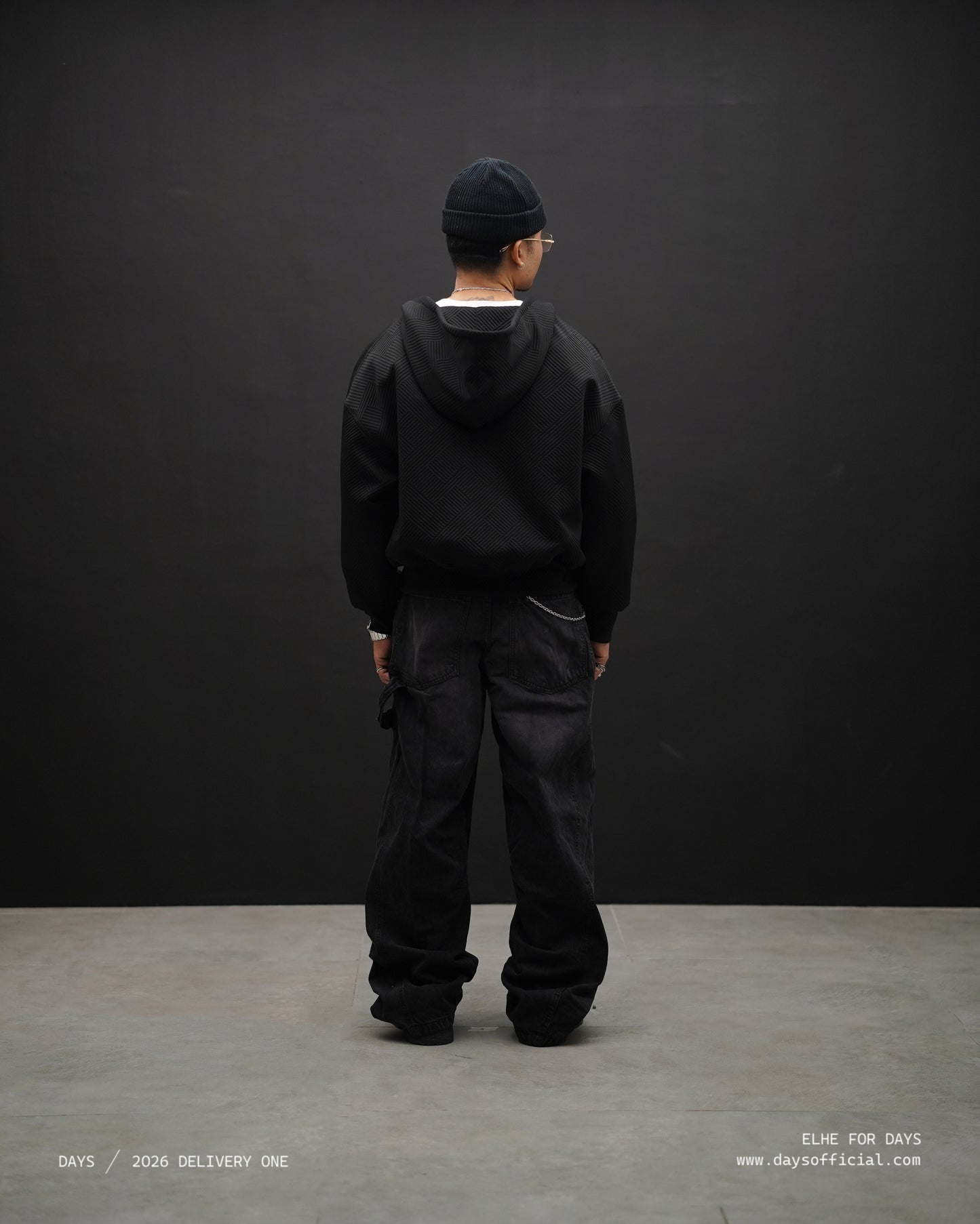 INITIAL JACQUARD DOUBLE-ZIP HOODIE