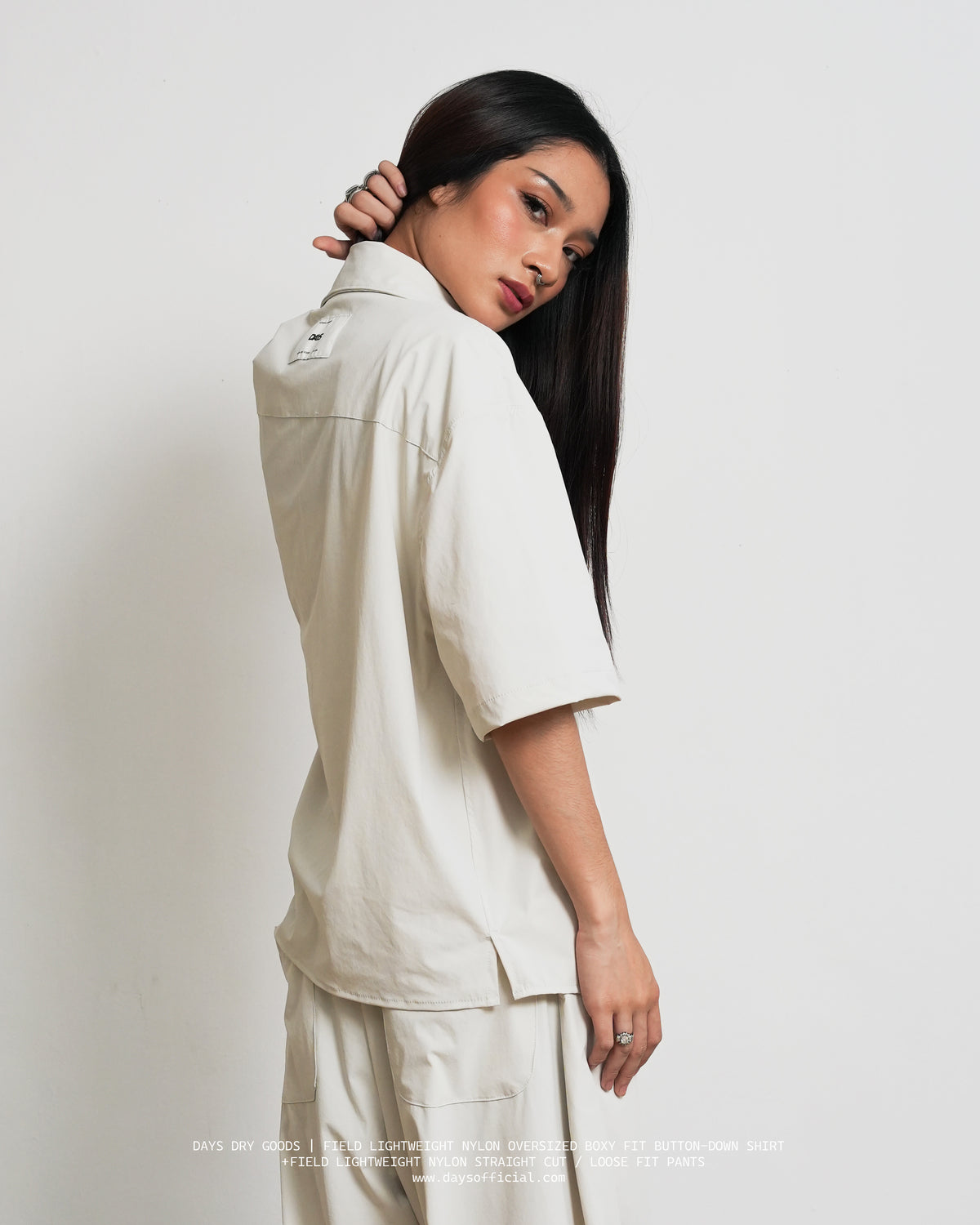 DAYS® FIELD NYLON LOOSE BOXY-FIT BUTTON-DOWN SHIRT