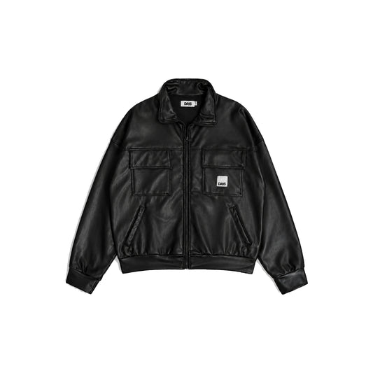 UNION LEATHER BOXY/CROPPED-FIT TRACK JACKET