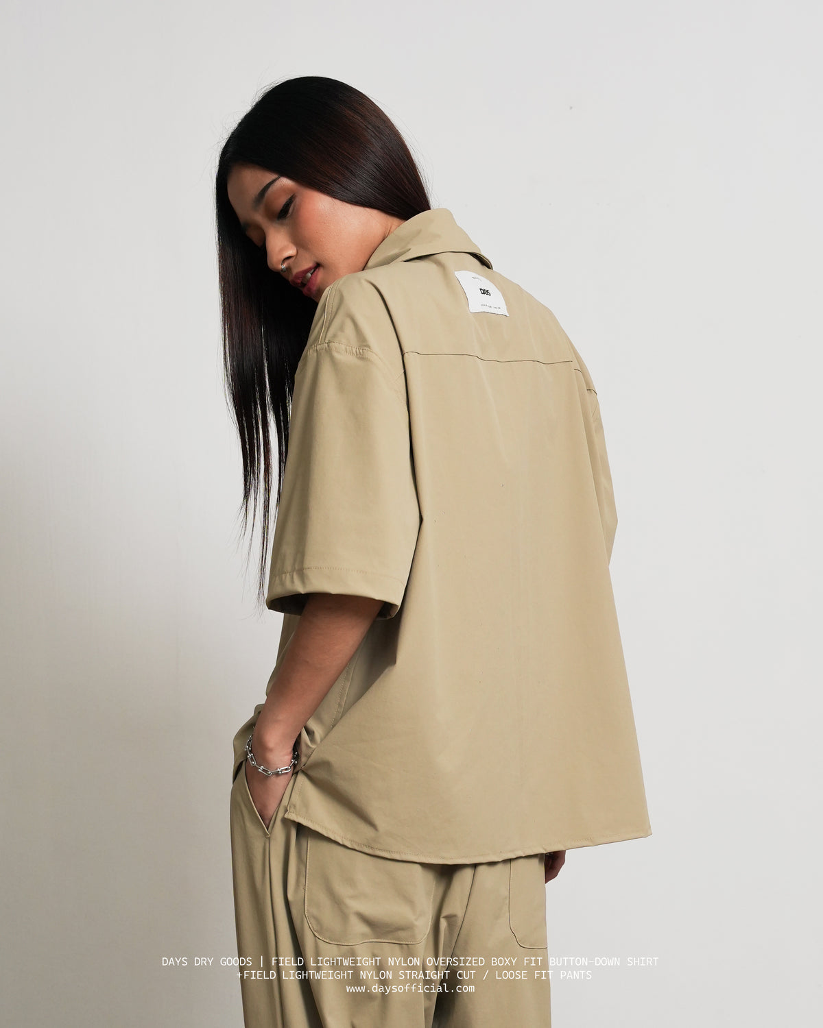 DAYS® FIELD NYLON LOOSE BOXY-FIT BUTTON-DOWN SHIRT