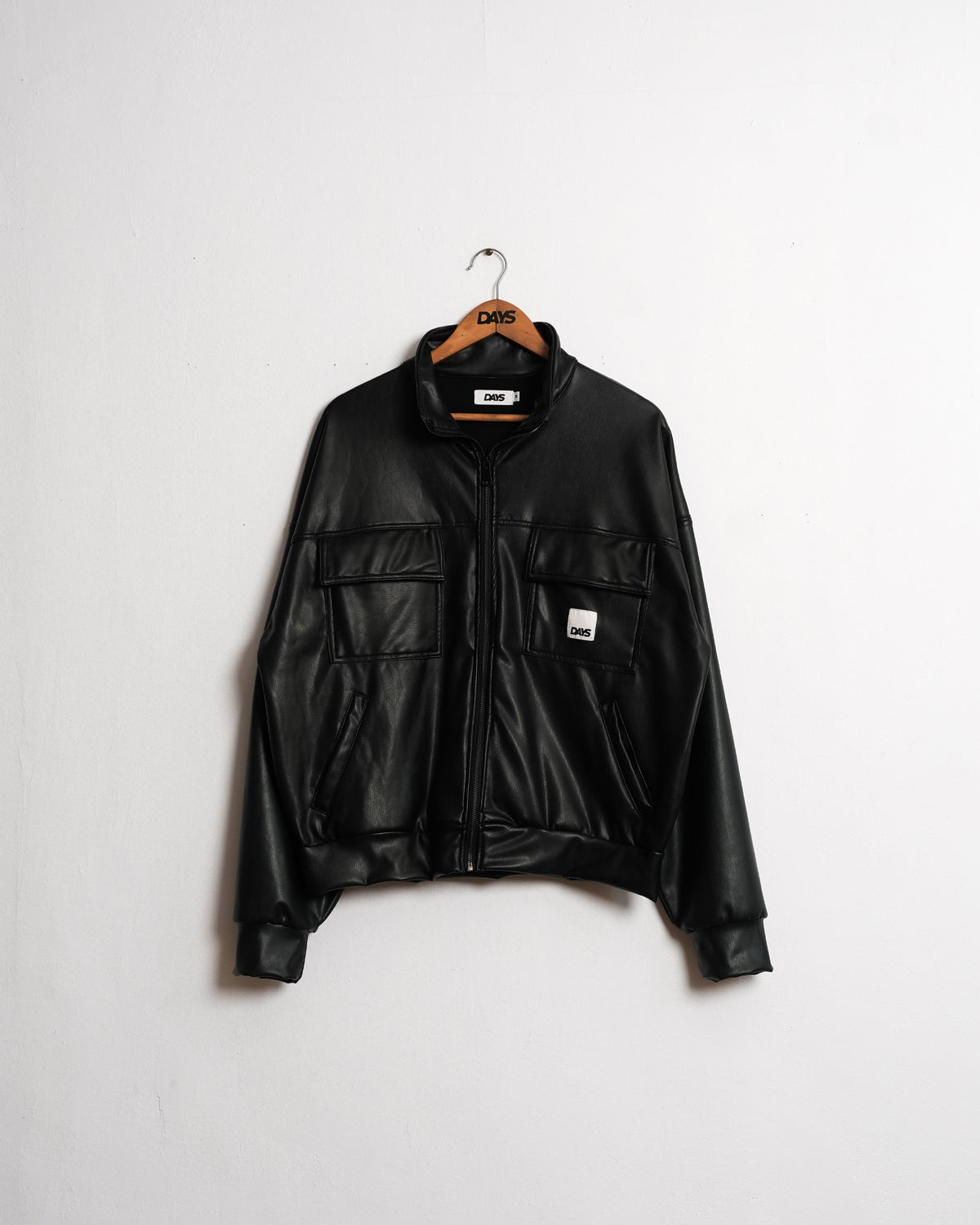 UNION LEATHER BOXY/CROPPED-FIT TRACK JACKET