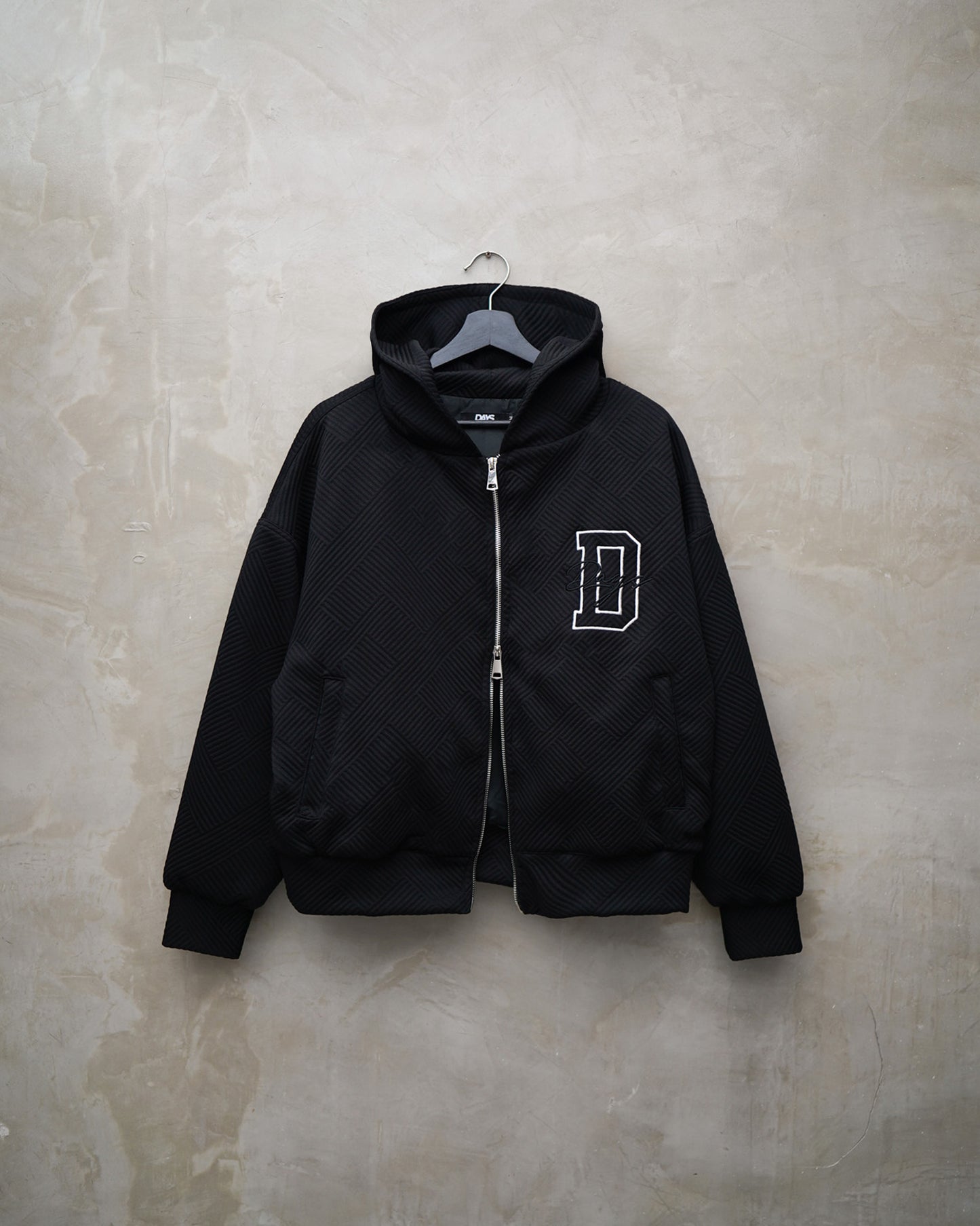 INITIAL JACQUARD DOUBLE-ZIP HOODIE