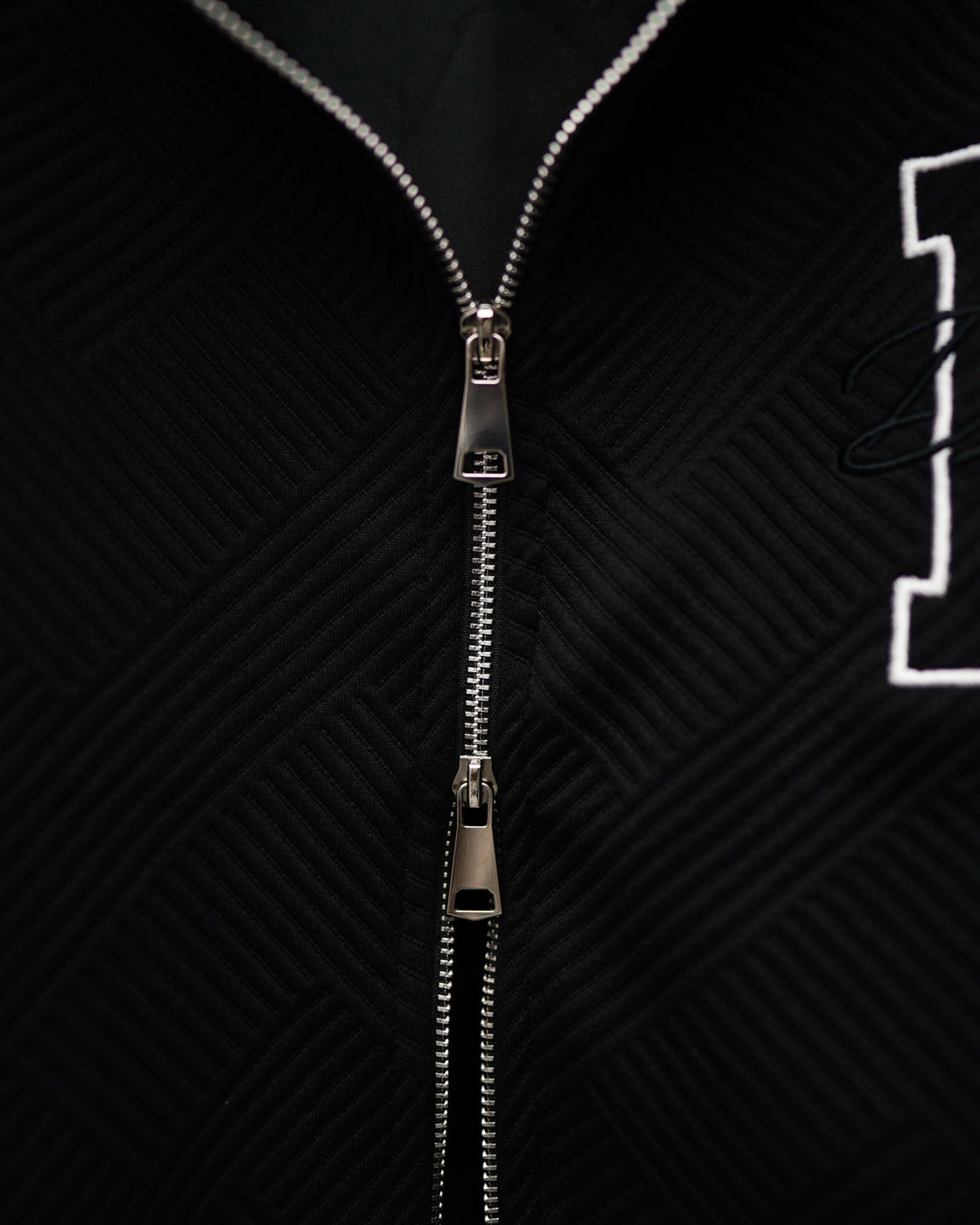 INITIAL JACQUARD DOUBLE-ZIP HOODIE